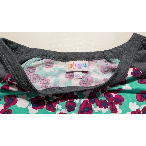 LuLaRoe Randy Raglan 3/4 Sleeve shirt Top 3 XL Multicolor Floral - Picture 2 of 6